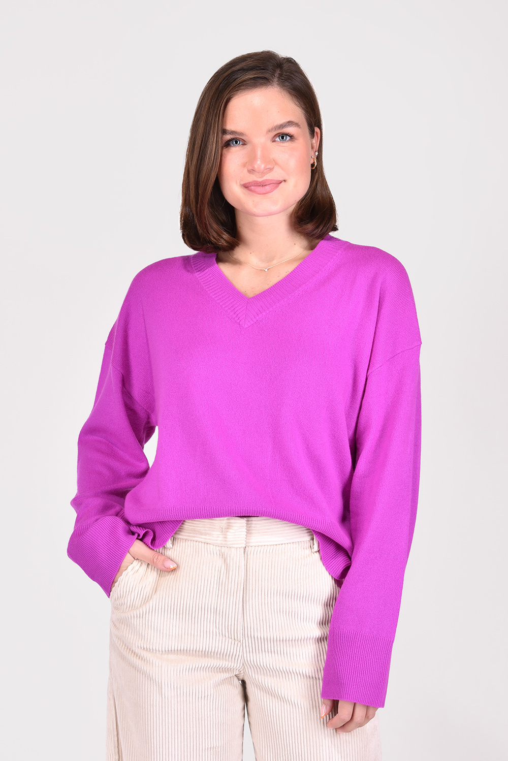 People's Republic of Cashmere trui Classic V-Neck 3248 roze People's Republic of Cashmere trui Classic V-Neck 3248 roze