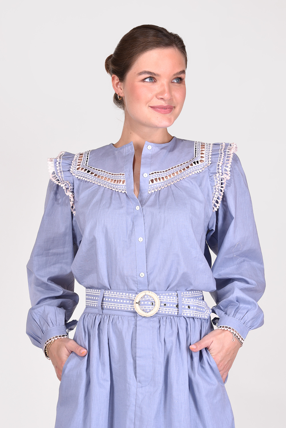 Magali Pascal blouse Mersej MPRST23T24 blauw Magali Pascal blouse Mersej MPRST23T24 blauw