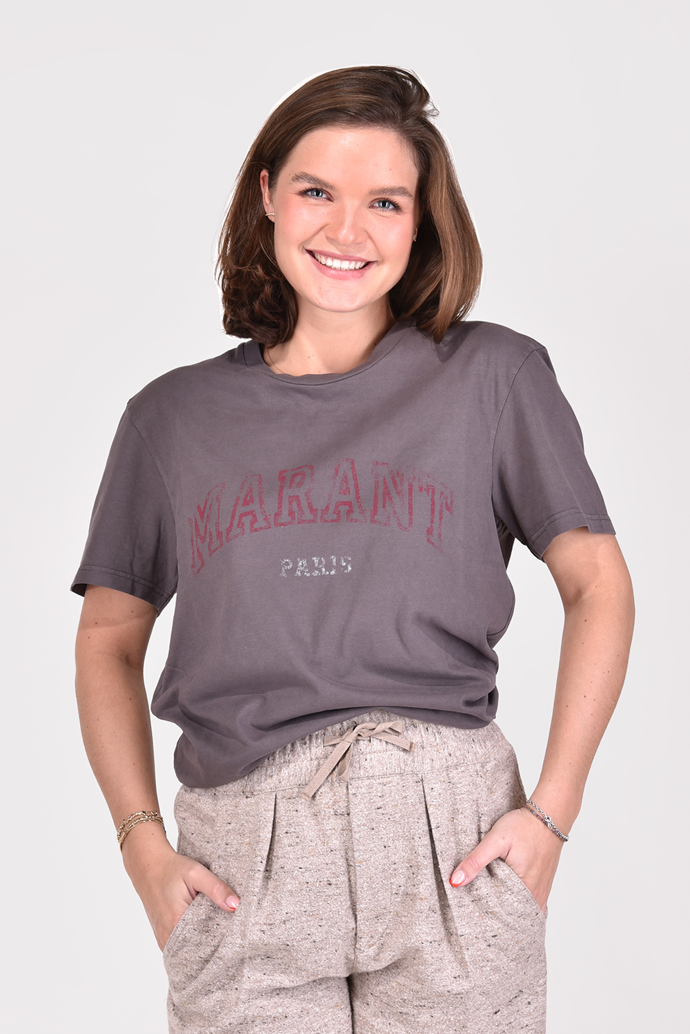 Marant Etoile t-shirt Honore TS0069FA-A1N97E taupe Marant Etoile t-shirt Honore TS0069FA-A1N97E taupe