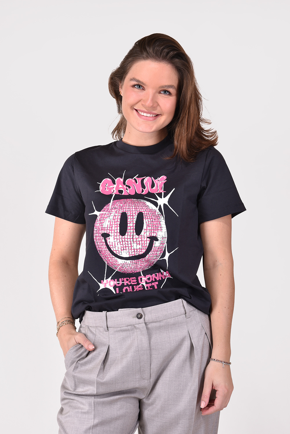 Ganni t-shirt T3358 zwart Ganni t-shirt T3358 zwart