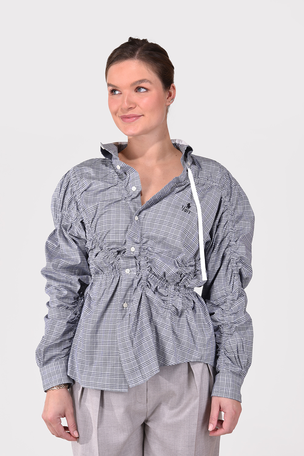 1/OFF Paris blouse Elastic 23123-9 grijs 1/OFF Paris blouse Elastic 23123-9 grijs