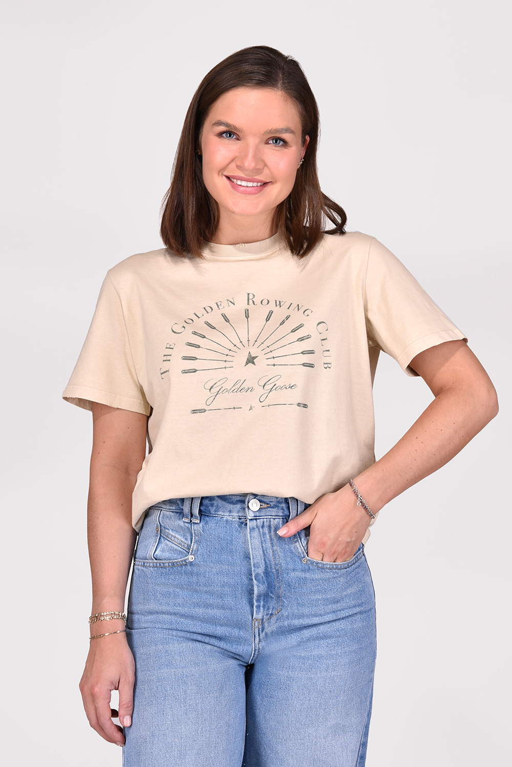 Golden Goose t-shirt GWP01220.P001010.15449 creme Golden Goose t-shirt GWP01220.P001010.15449 creme