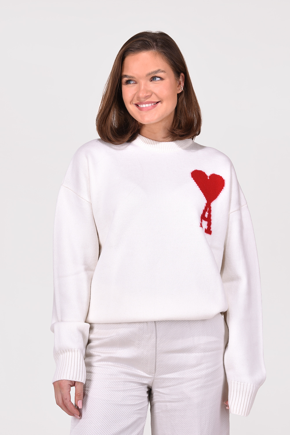 Ami Paris trui ADC Crewneck BFUKS002.018 wit Ami Paris trui ADC Crewneck BFUKS002.018 wit