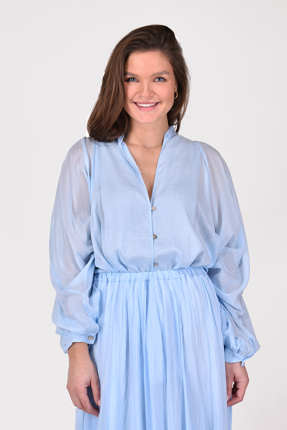 Forte_Forte blouse 10095 blauw Forte_Forte blouse 10095 blauw