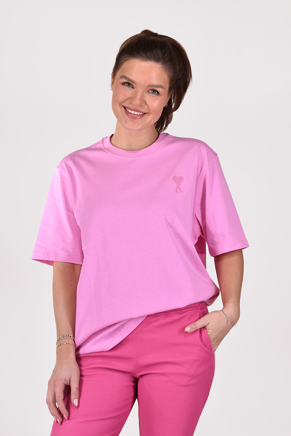 Ami Paris t-shirt Tonal ADC UTS004.726 roze Ami Paris t-shirt Tonal ADC UTS004.726 roze