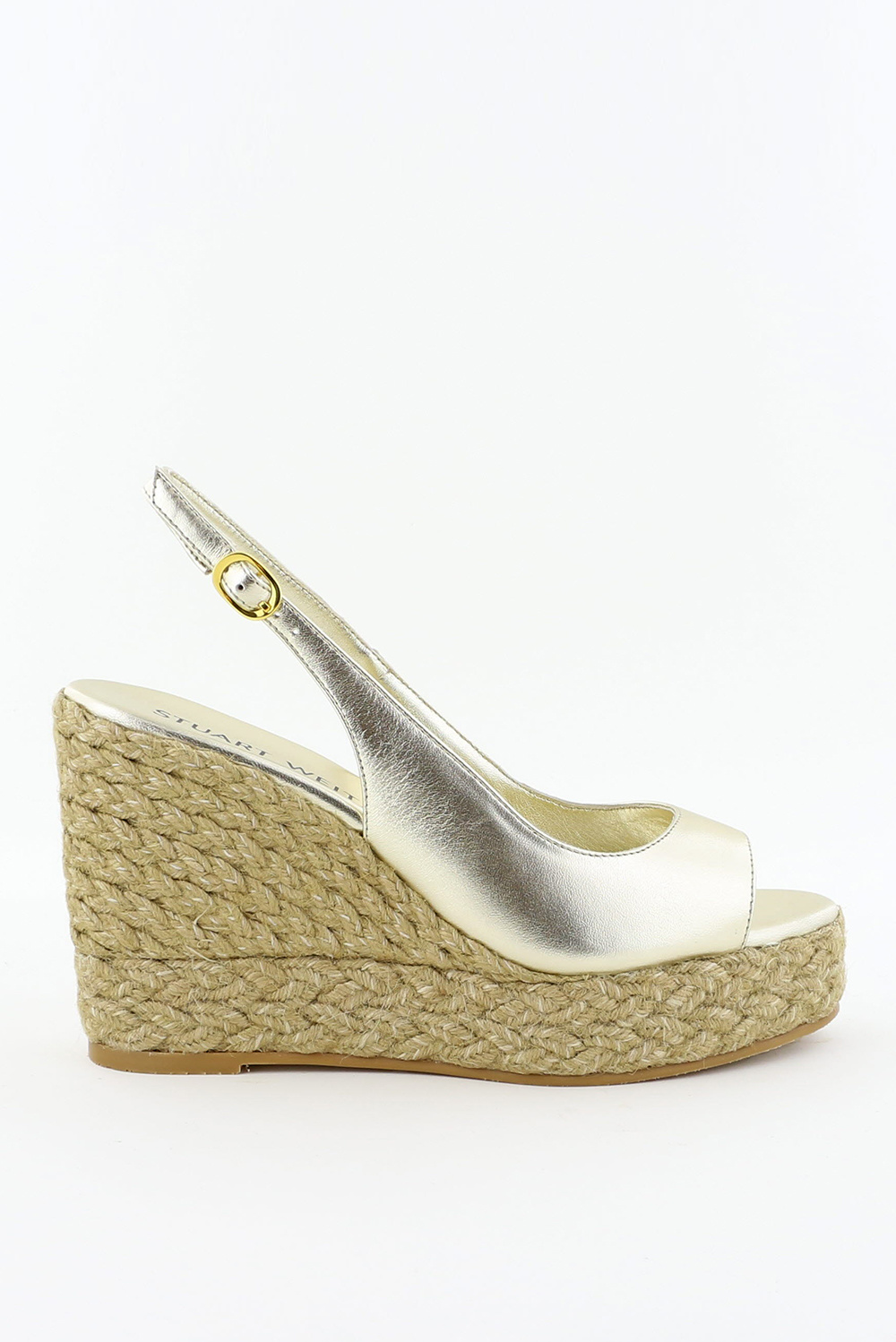 Stuart Weitzman sandalen Island Peeptoe Espadrille Wedge SE315 goud Stuart Weitzman sandalen Island Peeptoe Espadrille Wedge SE315 goud