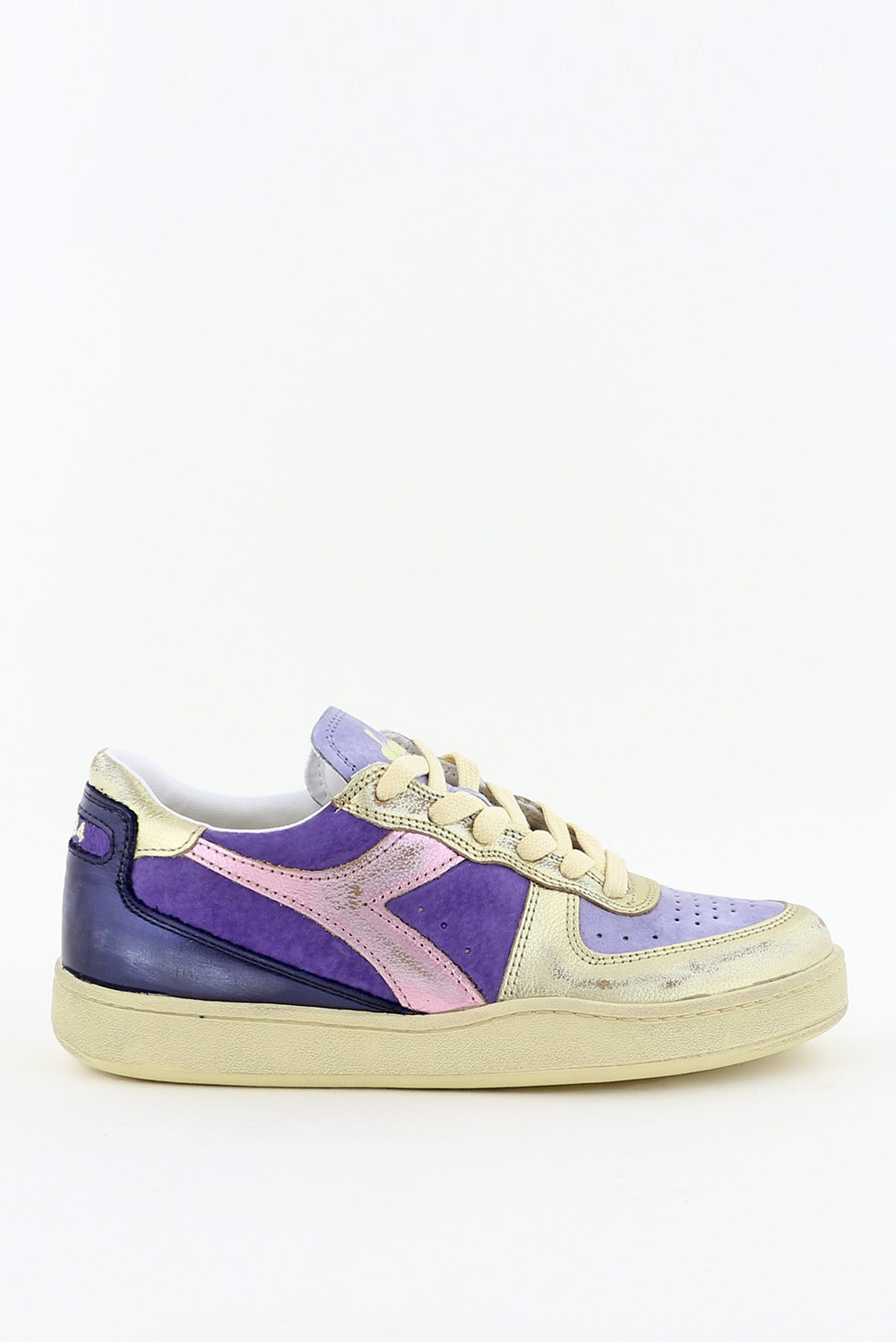 Diadora Heritage sneakers Mi Basket Low Metal Pigskin Used WN 201.179535 paars Diadora Heritage sneakers Mi Basket Low Metal Pigskin Used WN 201.179535 paars