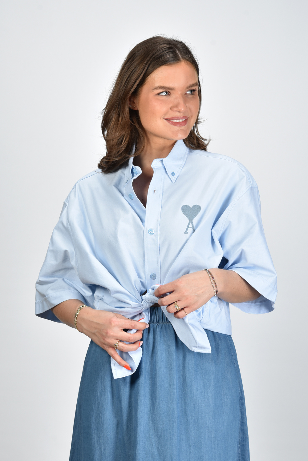 Ami Paris blouse ADC USH201.CO0031 blauw Ami Paris blouse ADC USH201.CO0031 blauw