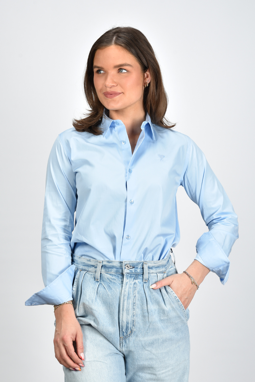 Ami Paris blouse Tonal ADC FSH090.CO0024 blauw Ami Paris blouse Tonal ADC FSH090.CO0024 blauw