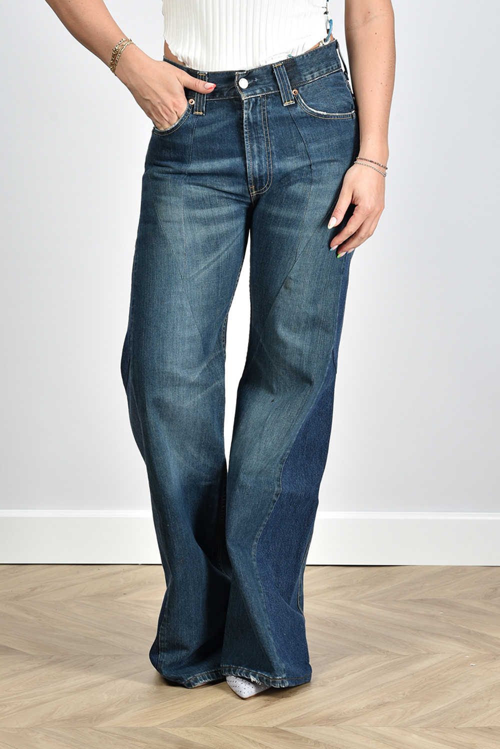 1/OFF Paris jeans Tailored Wide Leg 221636 blauw 1/OFF Paris jeans Tailored Wide Leg 221636 blauw