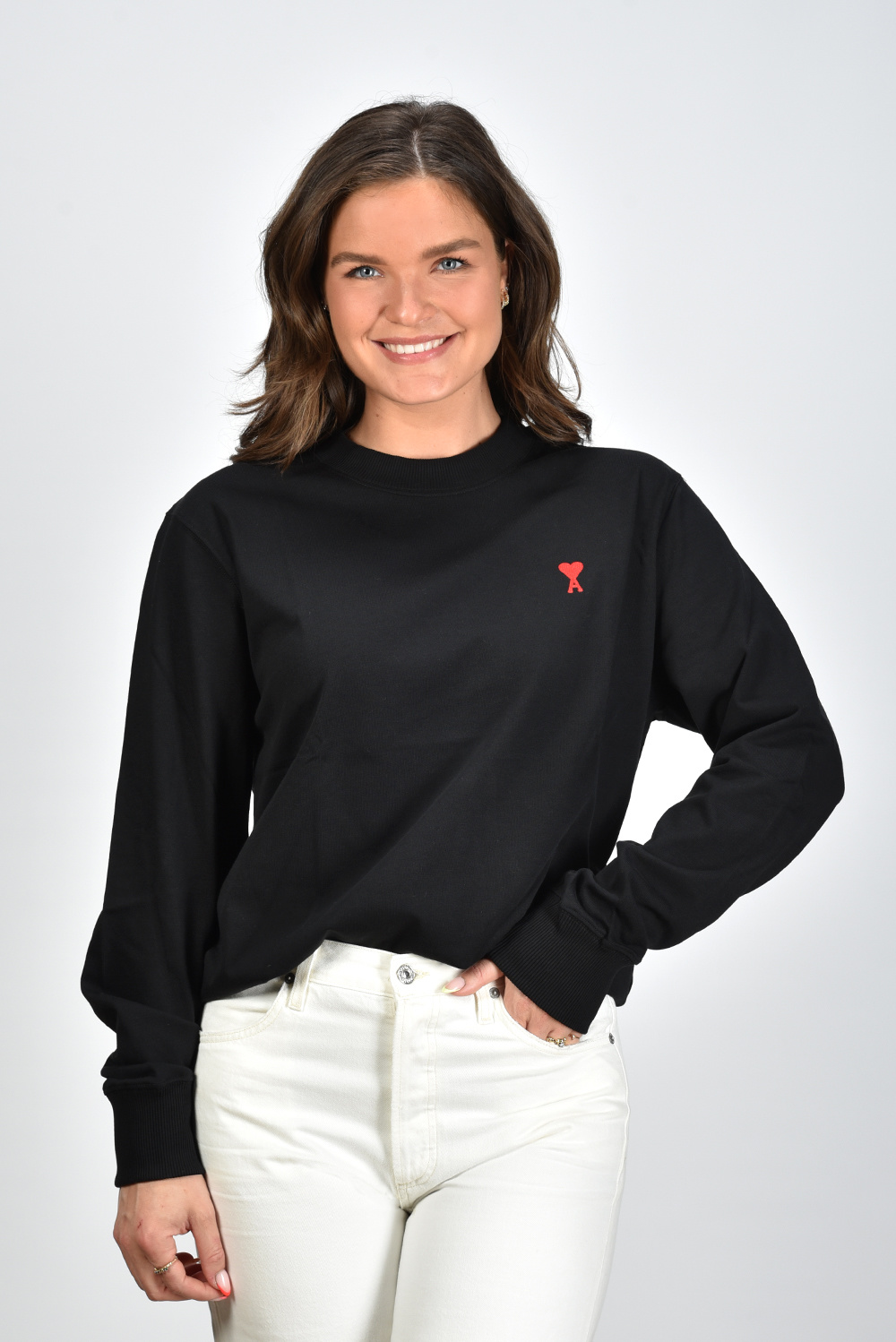 Ami Paris t-shirt ADC LS UTS200.701 zwart Ami Paris t-shirt ADC LS UTS200.701 zwart