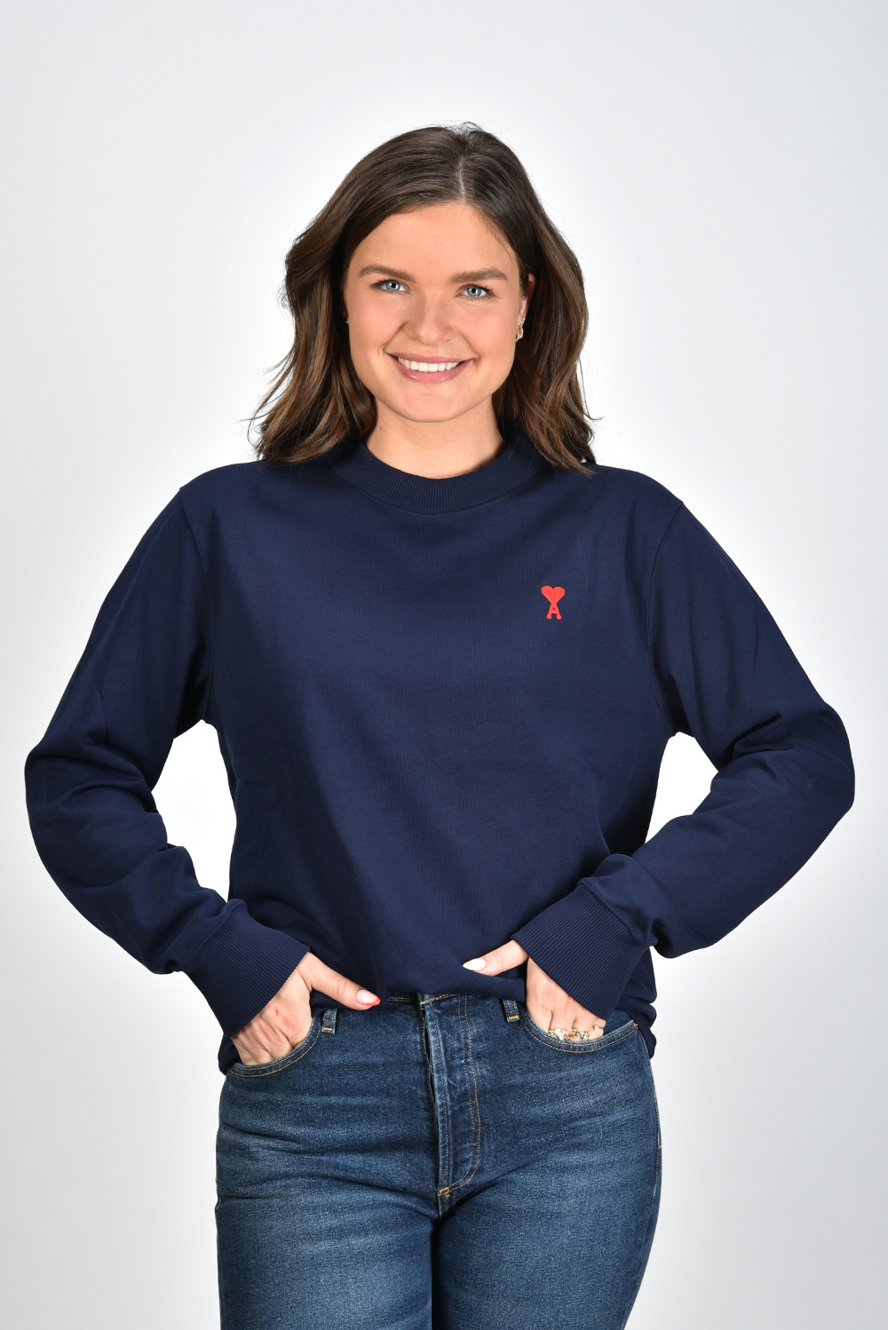 Ami Paris t-shirt ADC LS UTS200.701 blauw Ami Paris t-shirt ADC LS UTS200.701 blauw