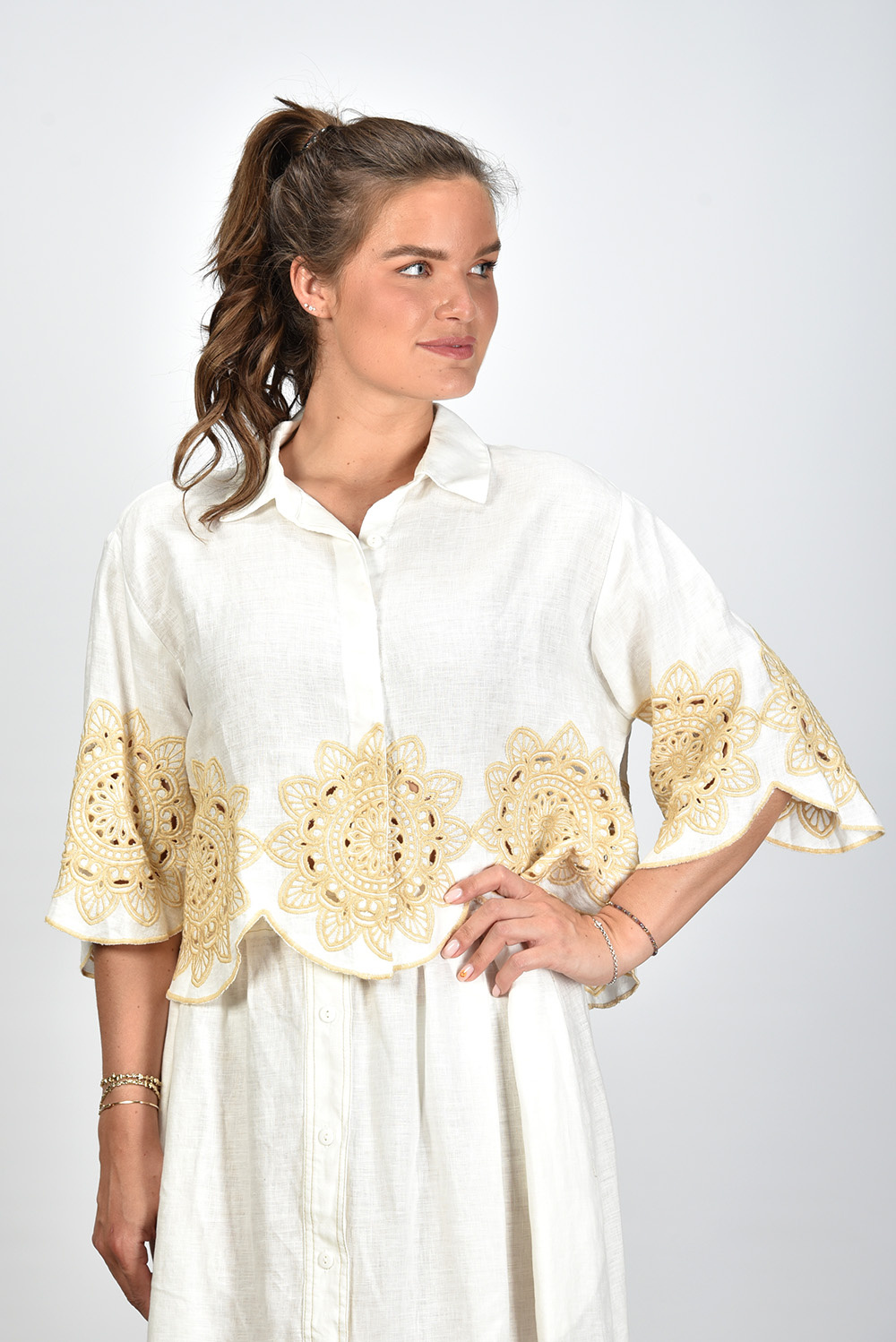 Greek Archaic Kori blouse S23K-250028 wit Greek Archaic Kori blouse S23K-250028 wit