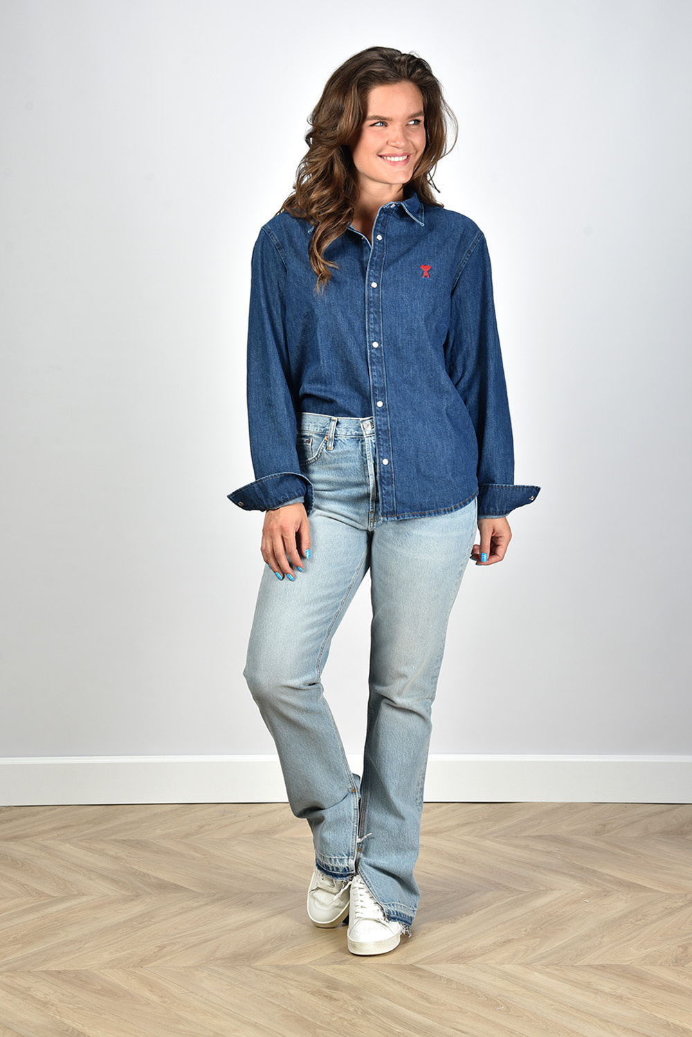 Ami Paris blouse Ami De Coeur USH114.DE0012 used blauw Ami Paris blouse Ami De Coeur USH114.DE0012 used blauw