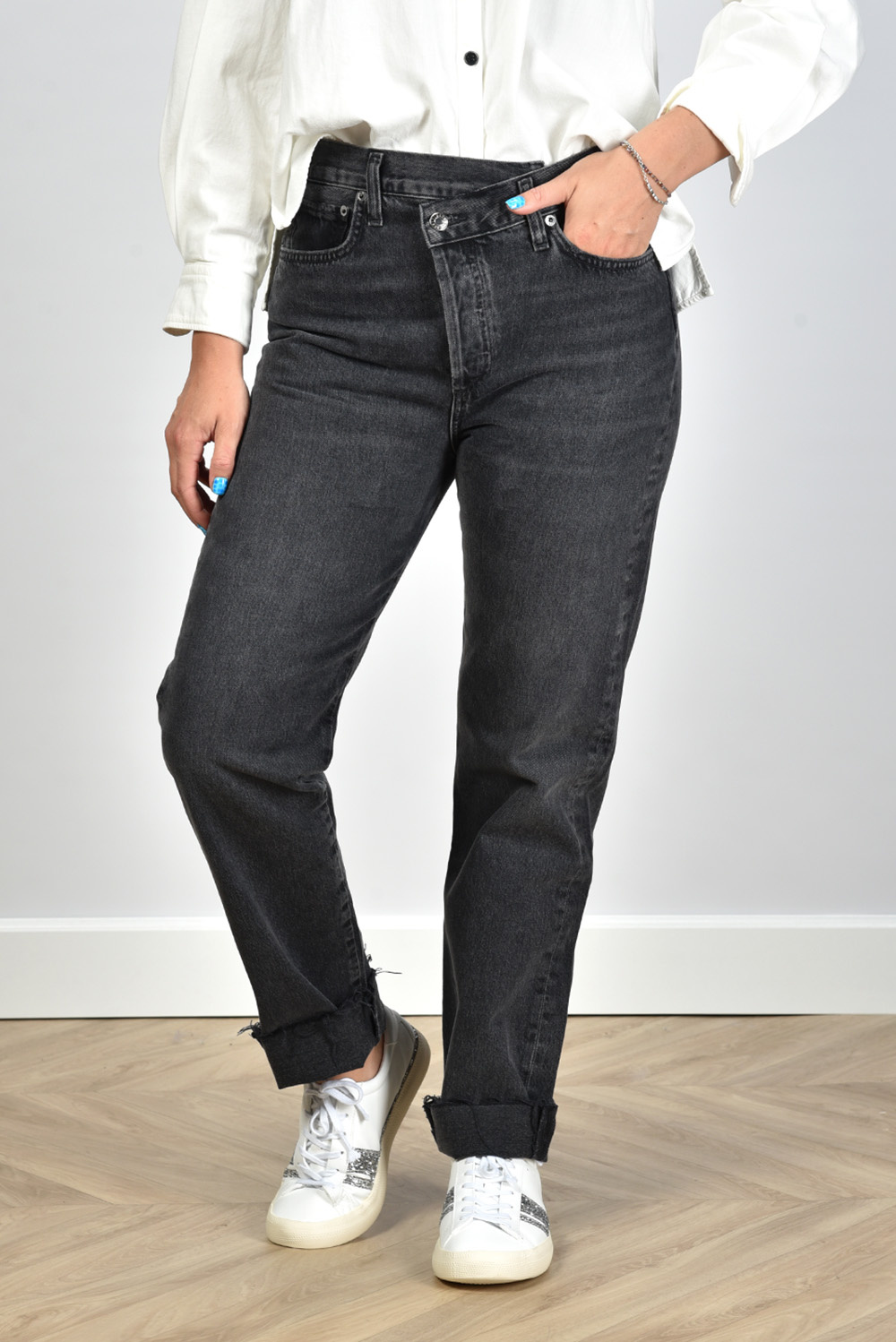 Agolde jeans Criss Cross Straight A9037-1157 grijs Agolde jeans Criss Cross Straight A9037-1157 grijs