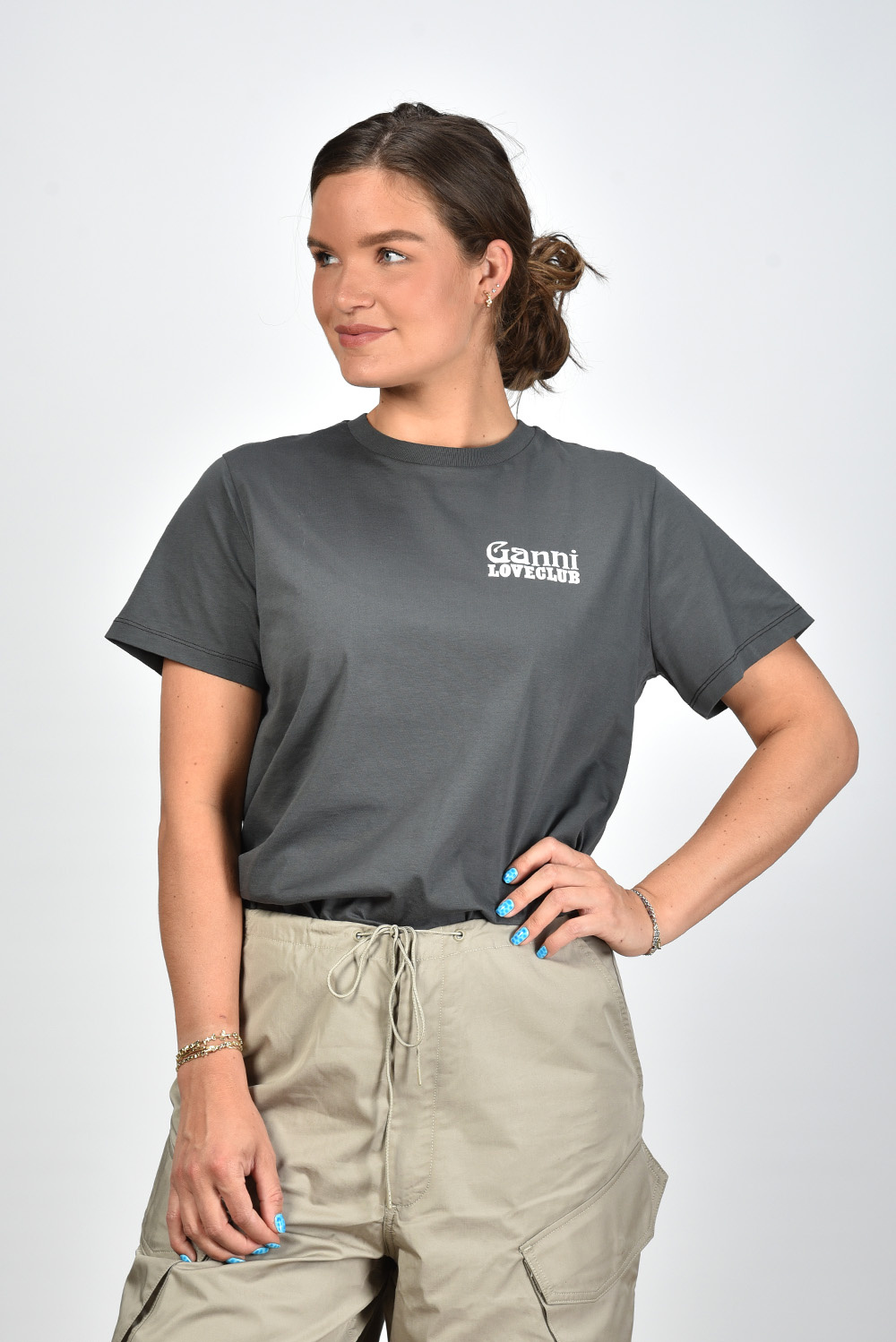 Ganni t-shirt T3431 grijs Ganni t-shirt T3431 grijs
