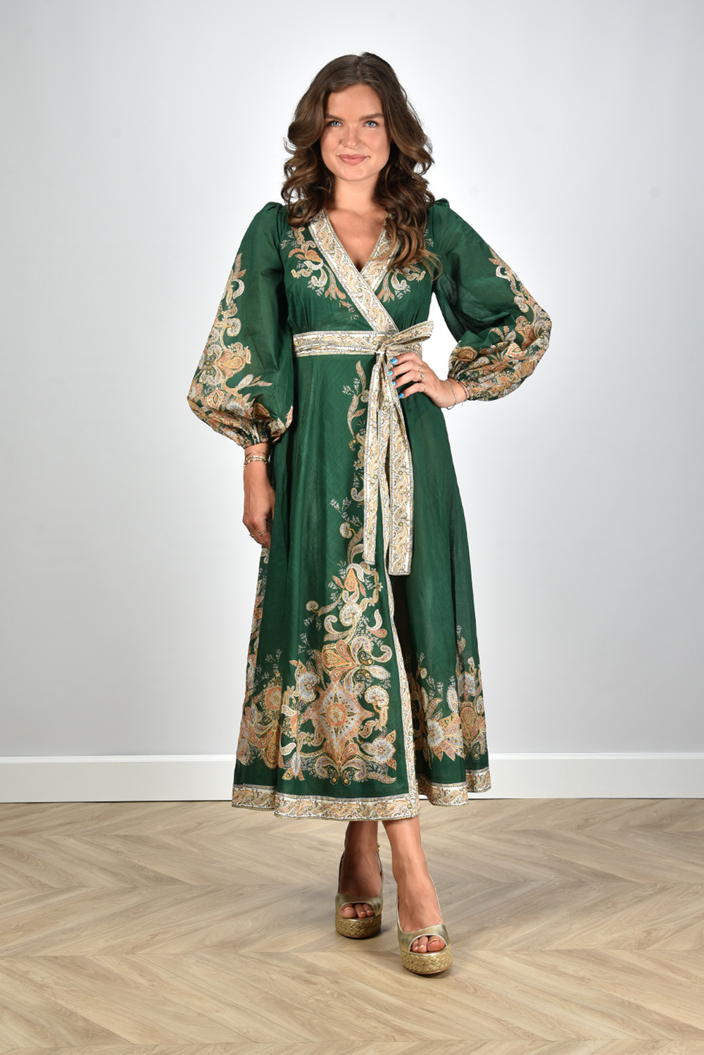 Zimmermann jurk Devi Wrap Midi 1710DSS231 groen Zimmermann jurk Devi Wrap Midi 1710DSS231 groen