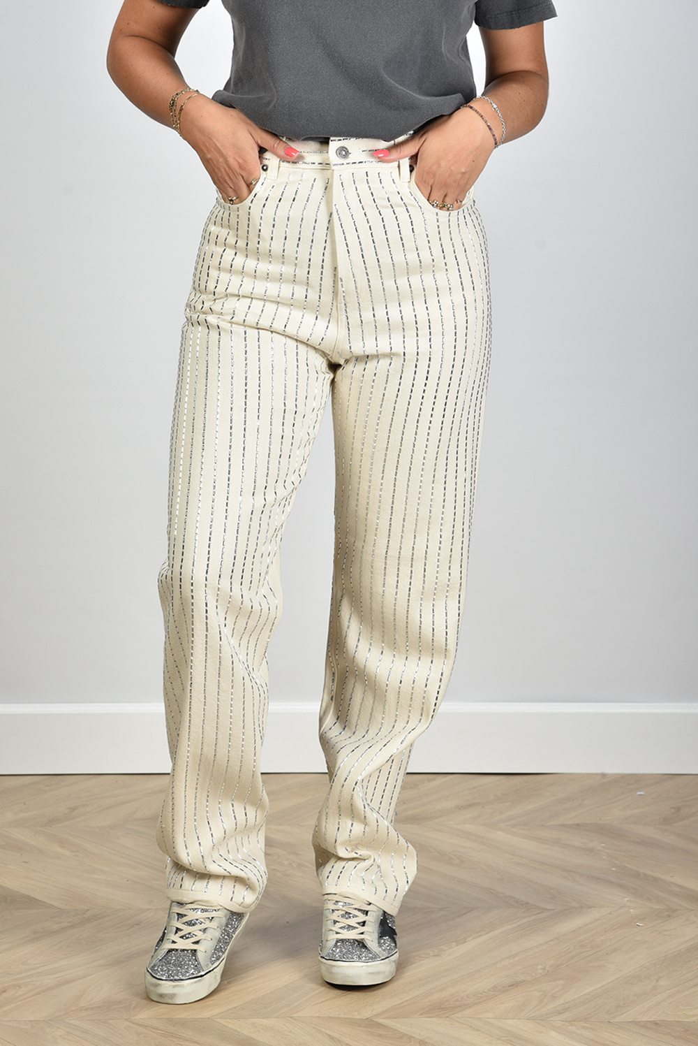 Golden Goose broek Journey GWP00844.P001259.11560 creme Golden Goose broek Journey GWP00844.P001259.11560 creme