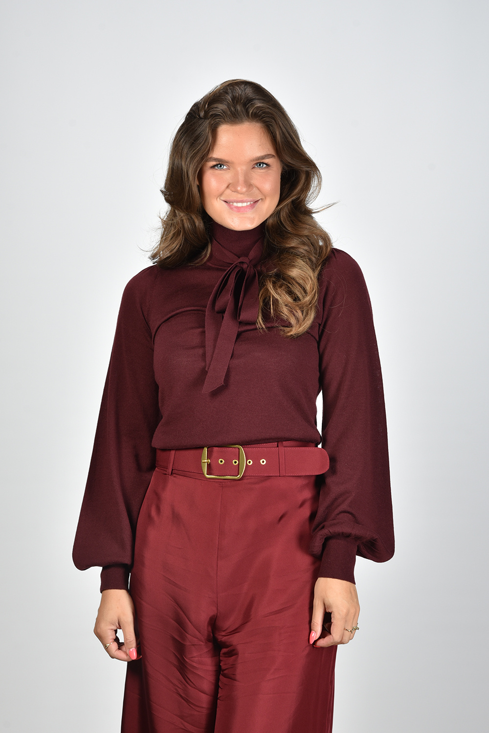 Zimmermann trui Blouson Tie-Neck 8112TRF23 rood Zimmermann trui Blouson Tie-Neck 8112TRF23 rood