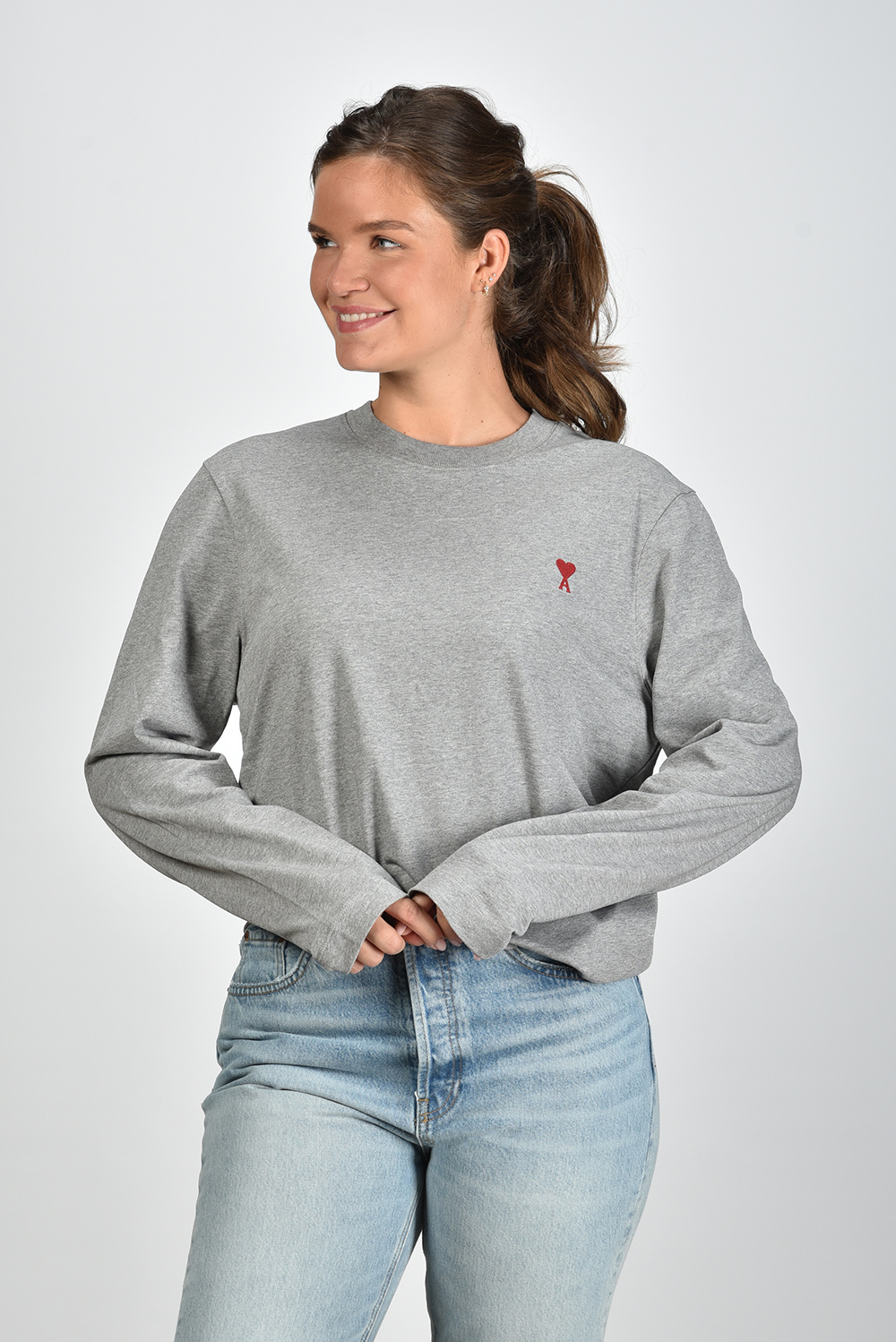 Ami Paris t-shirt Long Sleeves ADC UTS205.726 grijs Ami Paris t-shirt Long Sleeves ADC UTS205.726 grijs
