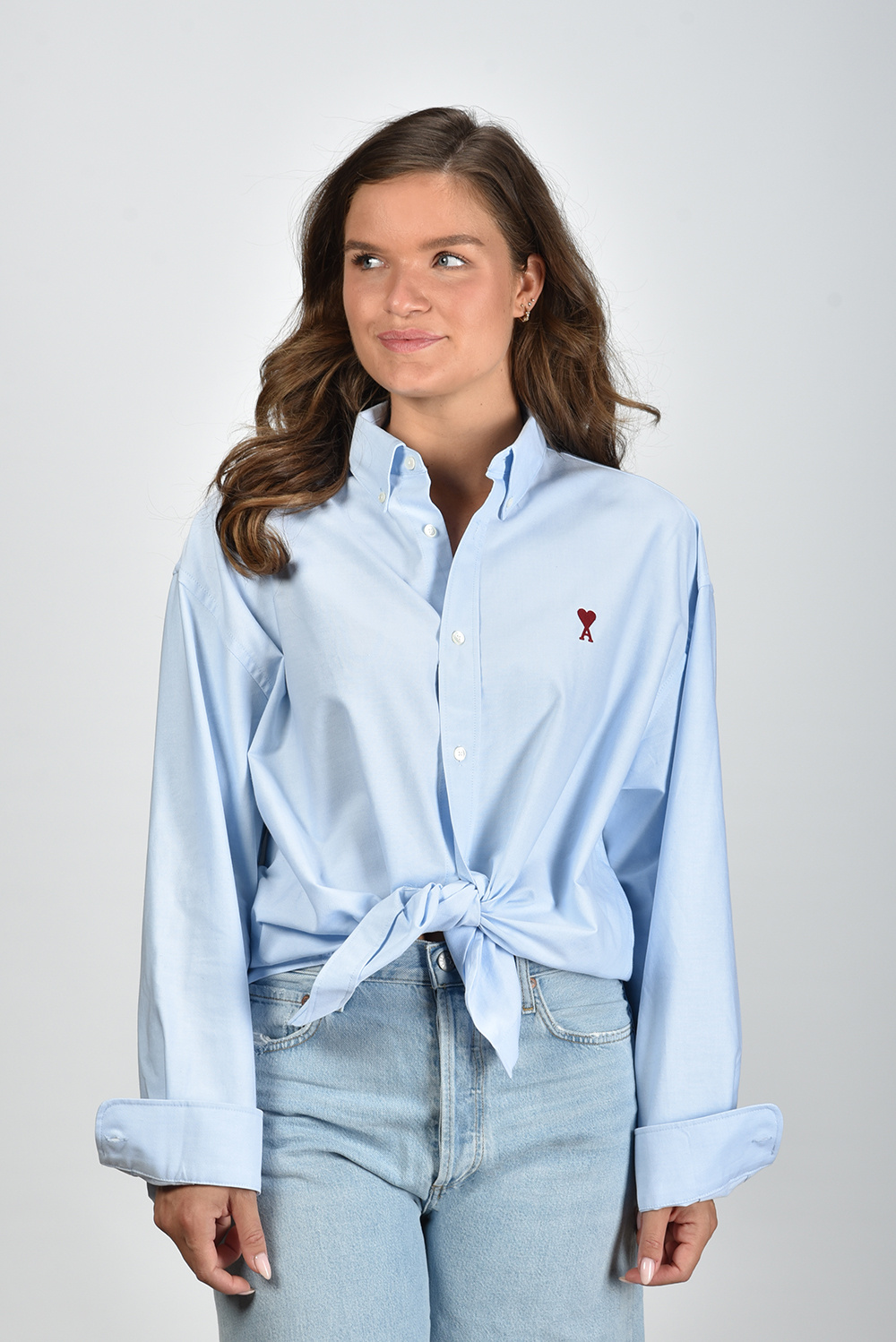 Ami Paris blouse Boxy Fit BFUSH130.CO0031 blauw Ami Paris blouse Boxy Fit BFUSH130.CO0031 blauw