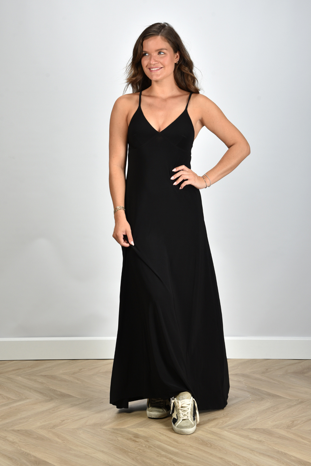 Norma Kamali jurk Slip A Line Long KK4283PL164001 zwart Norma Kamali jurk Slip A Line Long KK4283PL164001 zwart