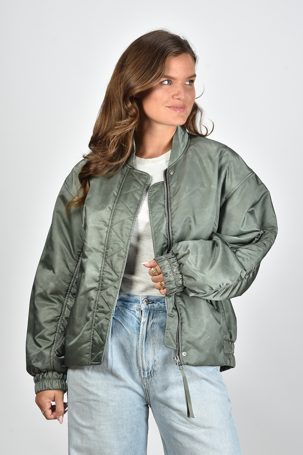 Agolde coat Nisa A5032 steel green Marjon Snieders