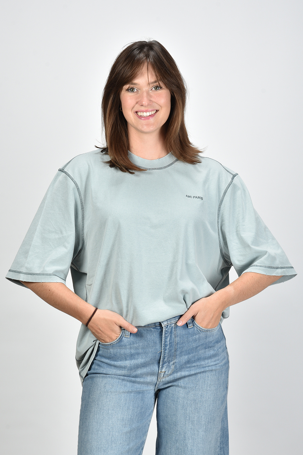 Ami Paris t-shirt Fade Out UTS016-JE0051 blauw Ami Paris t-shirt Fade Out UTS016-JE0051 blauw