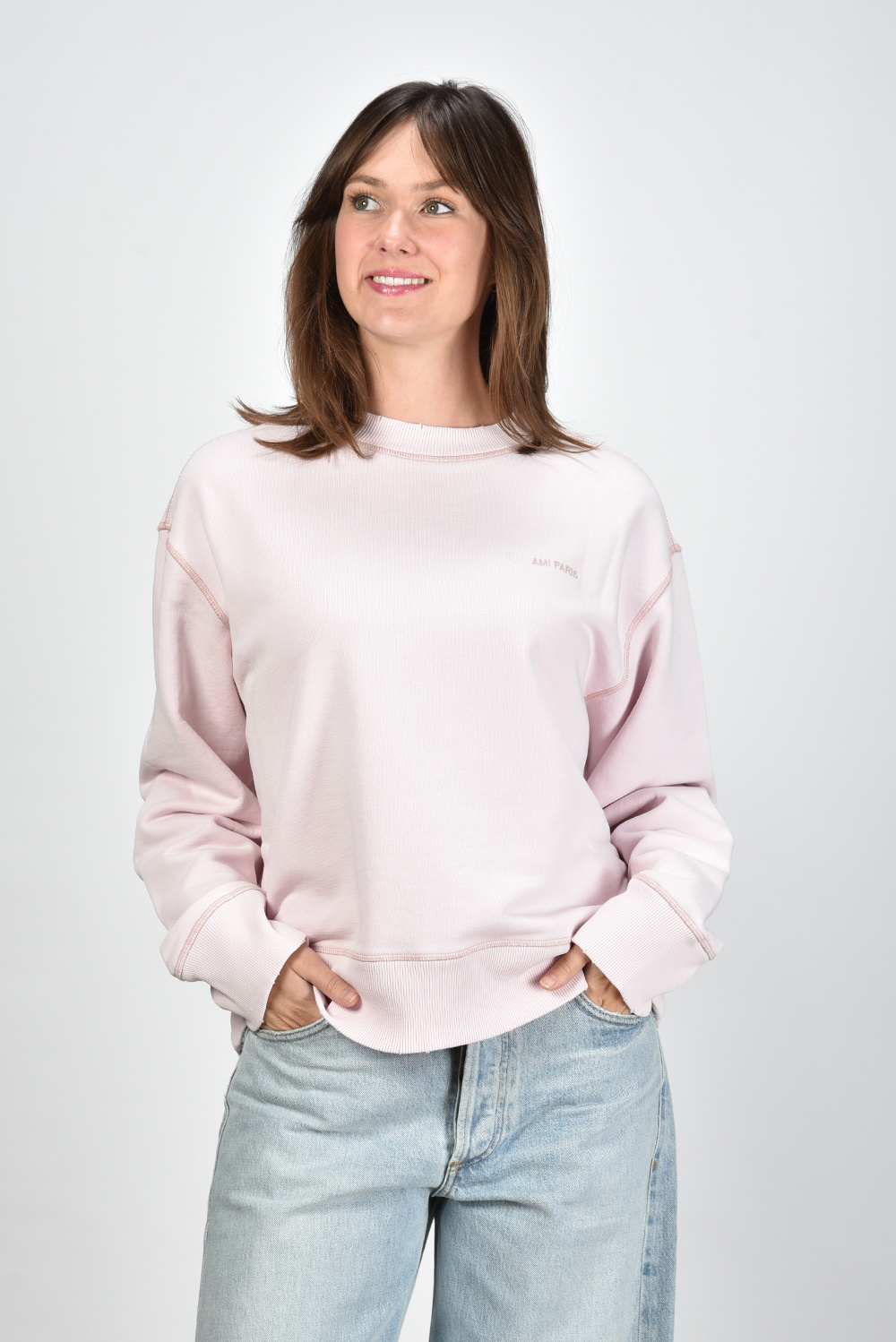 Ami Paris trui Fade Out USW016.JE0052 roze Ami Paris trui Fade Out USW016.JE0052 roze