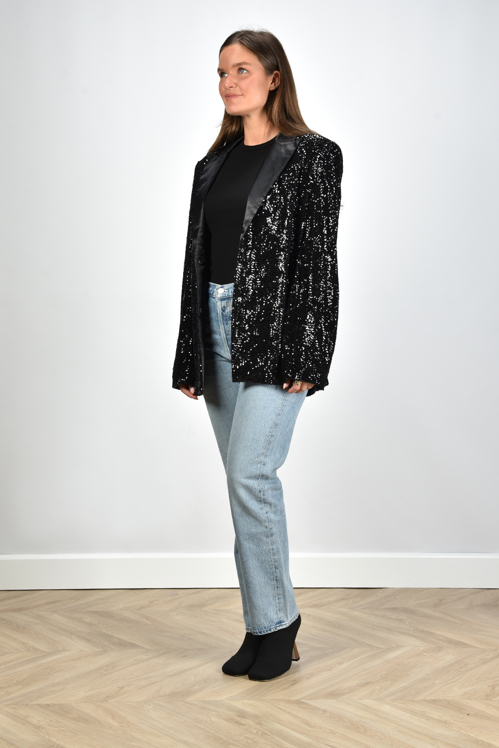 Sequined oversized blazer in black - Rotate