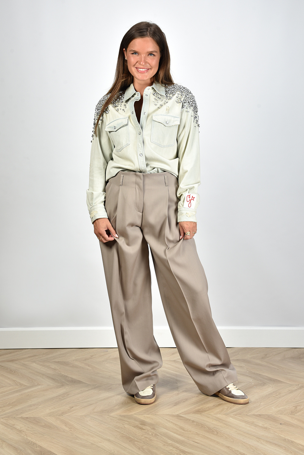 Golden Goose broek GWP01203.P000965.603968 taupe Golden Goose broek GWP01203.P000965.603968 taupe