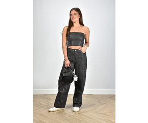 Rotate Rotate jeans Sequin Twill Wide Pants 111791100 black