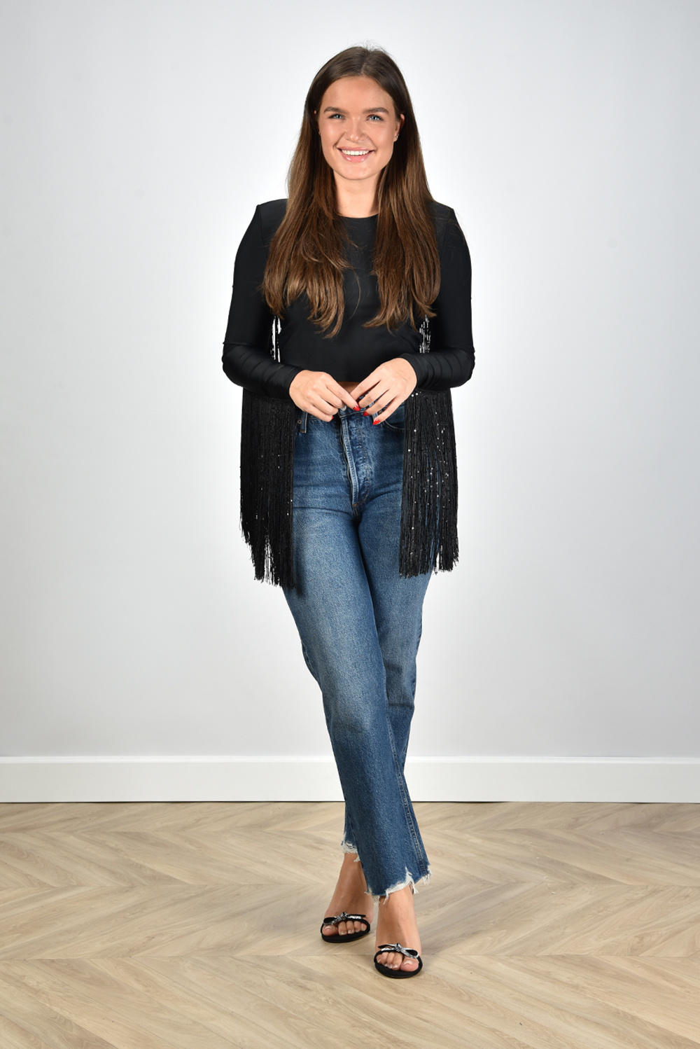Rotate top Sequin Fringe Crop Top 112042100 zwart Rotate top Sequin Fringe Crop Top 112042100 zwart