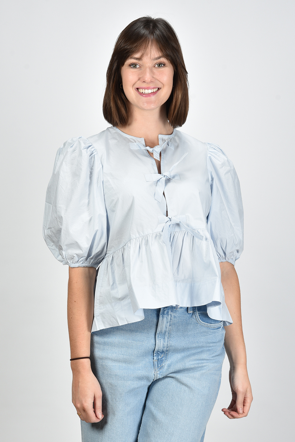 Ganni blouse F9074 blauw