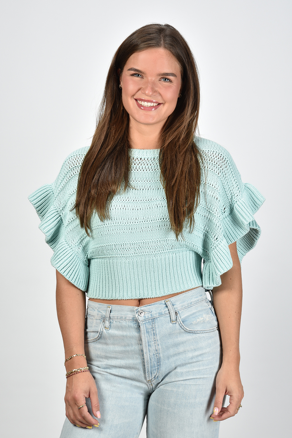 IRO trui Ouzna Cropped Gebreid blauw