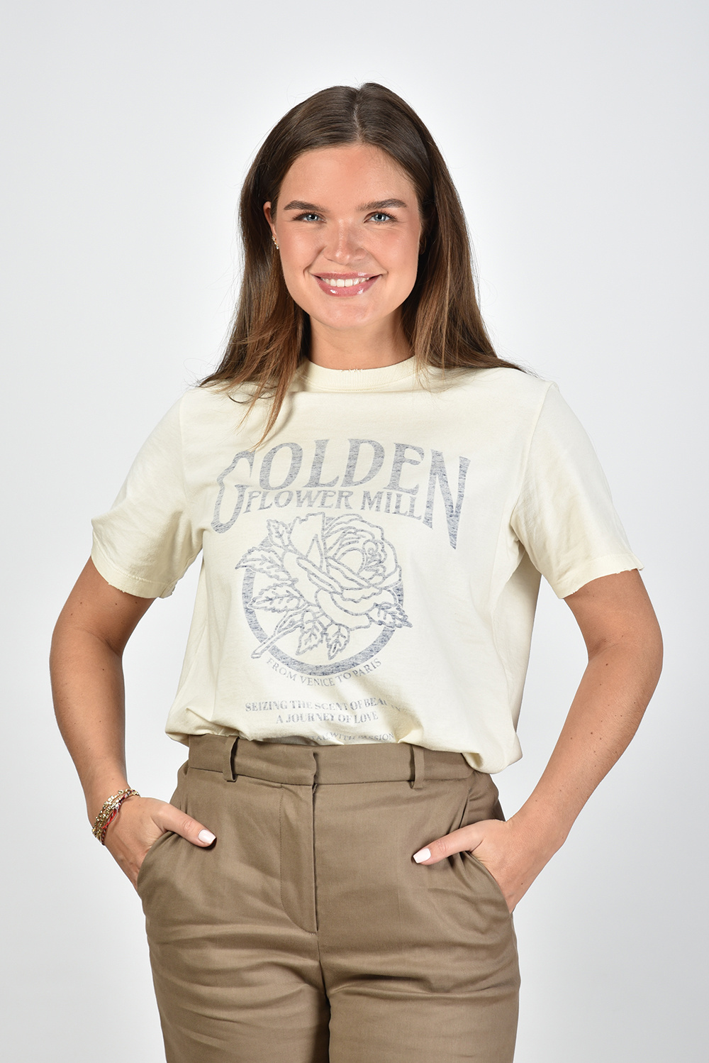 Golden Goose t-shirt met print beige