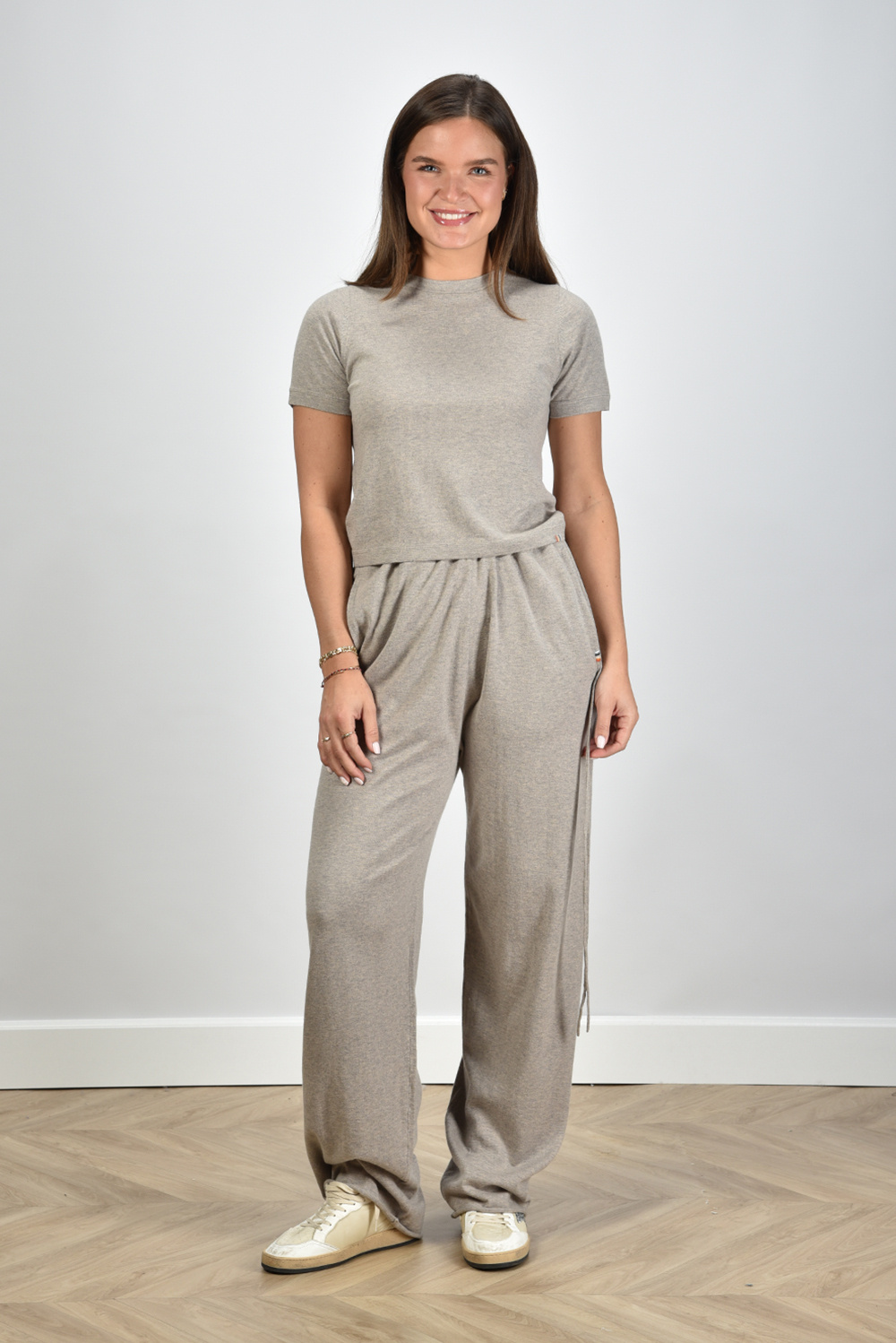 Extreme Cashmere wide-leg pants Judo with drawstring moss - Marjon