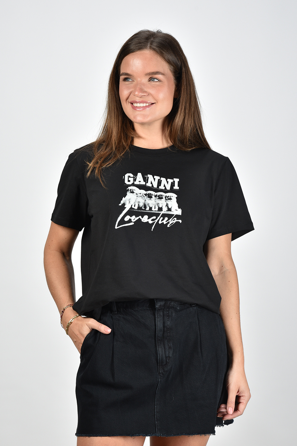 Ganni T-shirt T3924 met print zwart
