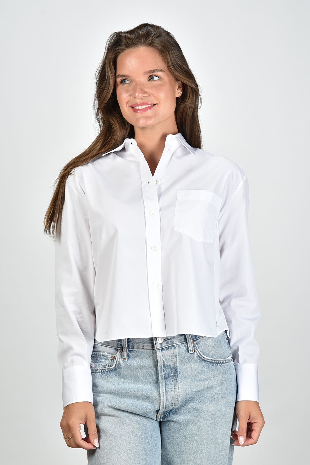 Academia cropped blouse Mia long sleeves white - Marjon Snieders