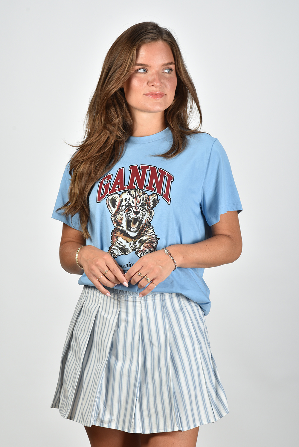 Ganni t-shirt met print blauw