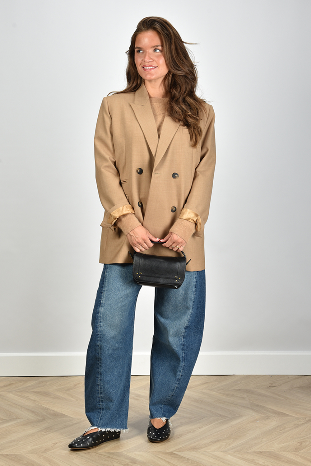 Margaux Lonnberg blazer Wilby met double-breasted sluiting beige