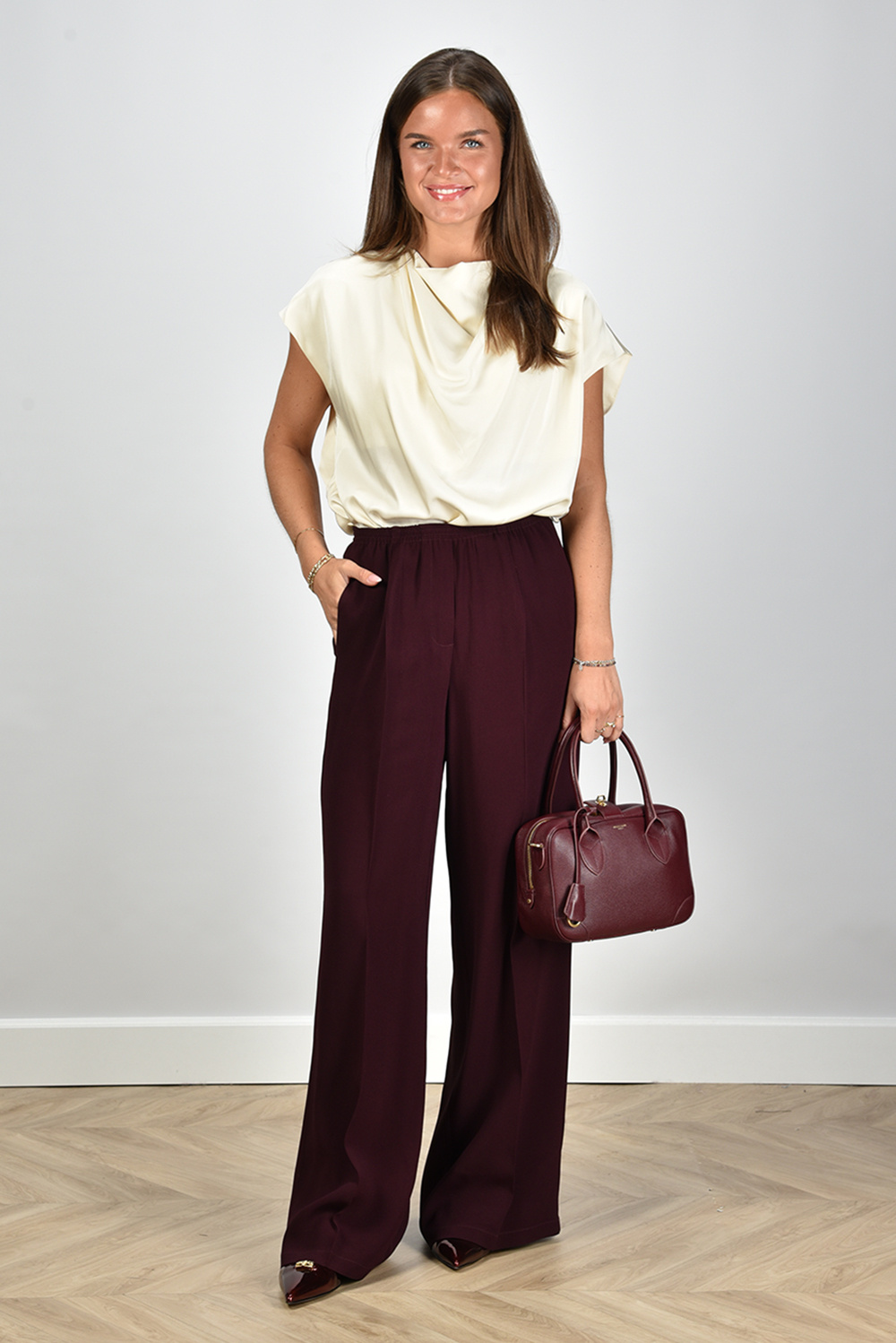 Jucca wide leg broek met plooien rood