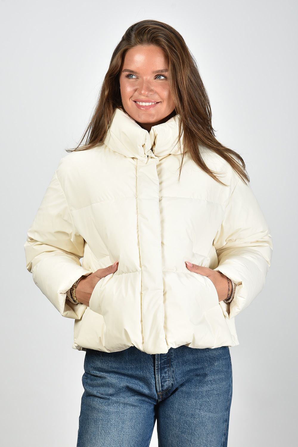 Aspesi cropped jas met donsvulling creme