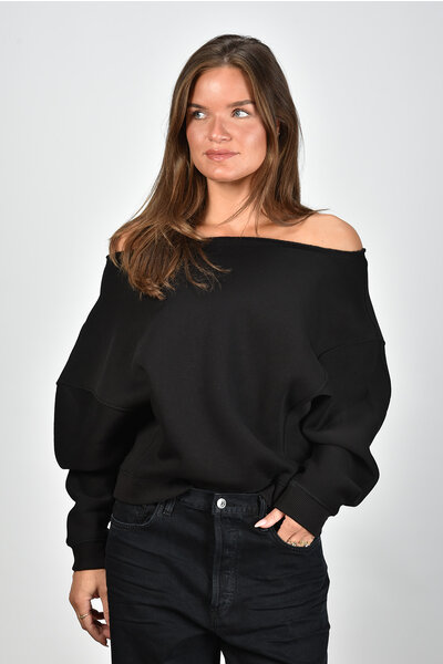 Off the shoulder black jumper hotsell