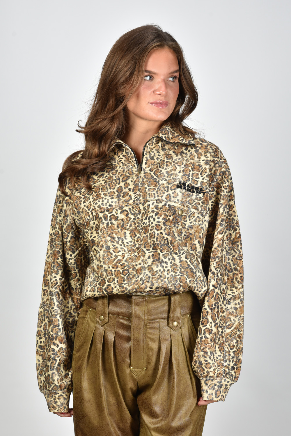 Isabel Marant trui Wilda met rits leopard