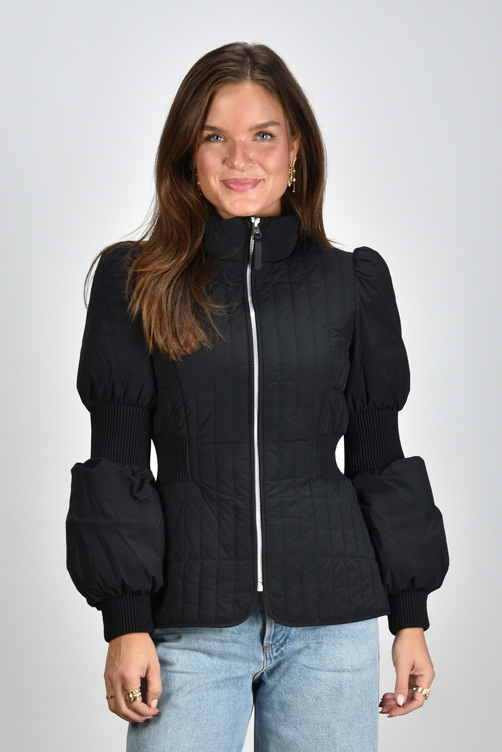 Mackage jacket FELICIA with smocked elastic detail black Marjon Snieders