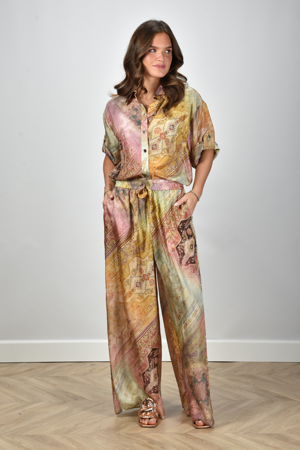 Zimmermann zijden broek Tallow Relaxed met wijde pijpen multicolour
