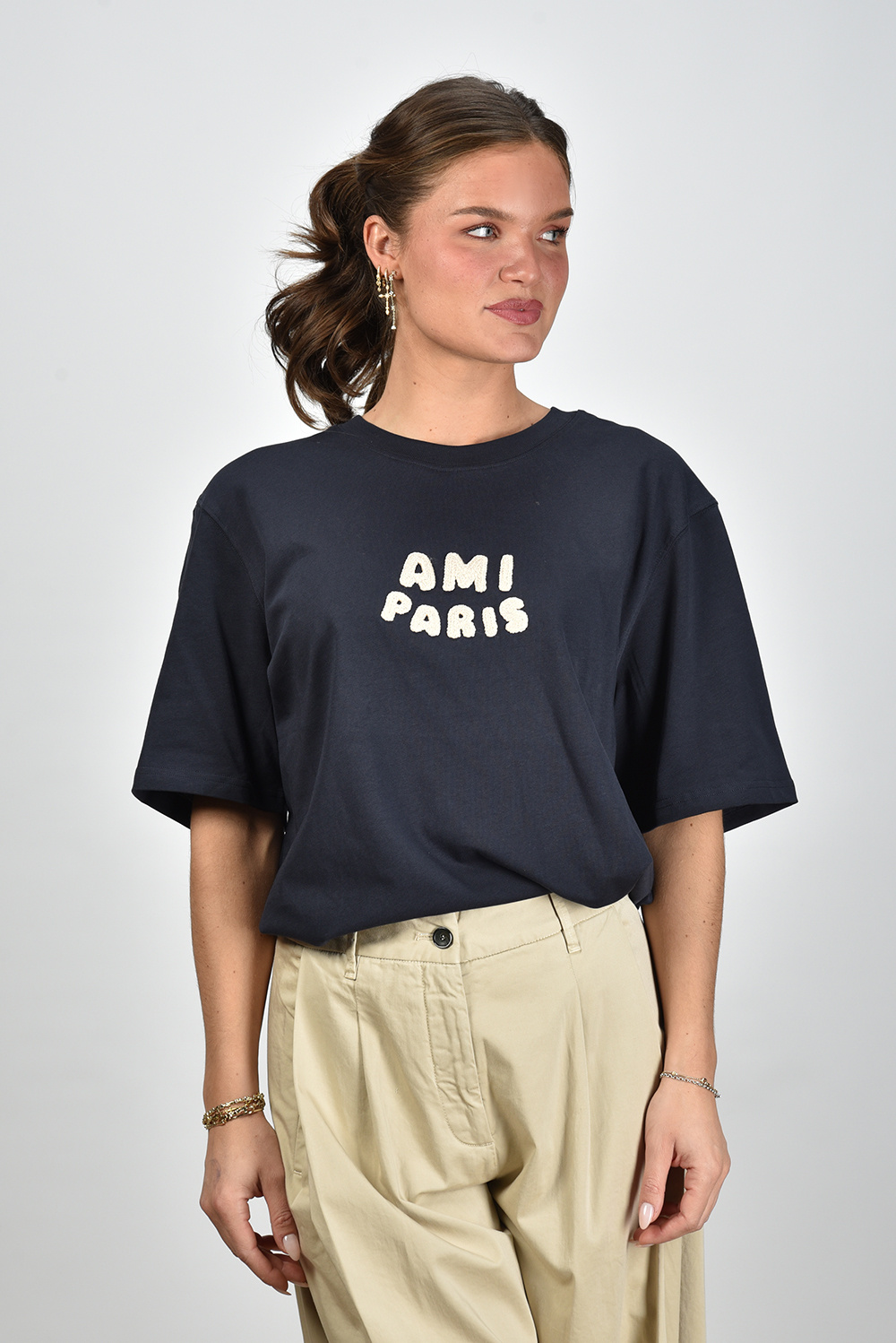 Ami Paris t-shirt met logopatch blauw