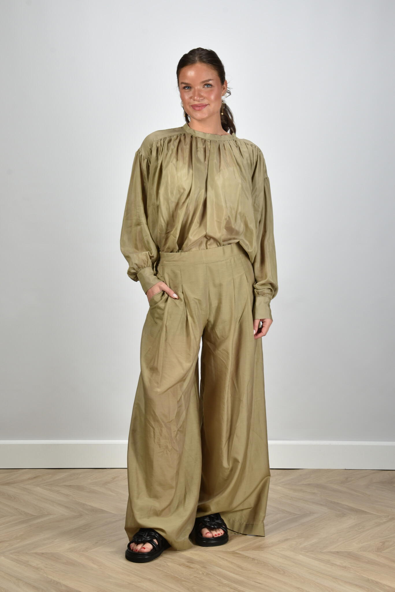 Semicouture plooi broek groen