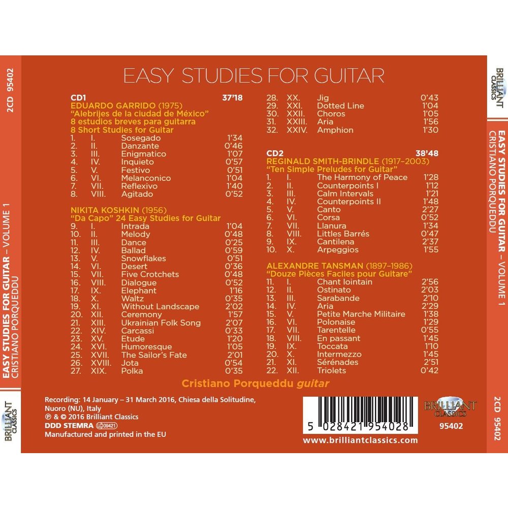 Brilliant Classics Porqueddu: Easy Studies For Guitar Vol.1